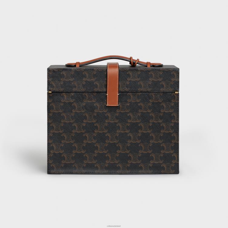 CELINE bruinen koffer 3 parfums 6,8 fl.oz in triomphe canvas en natuurlijk kalfsleer 4TLH81470