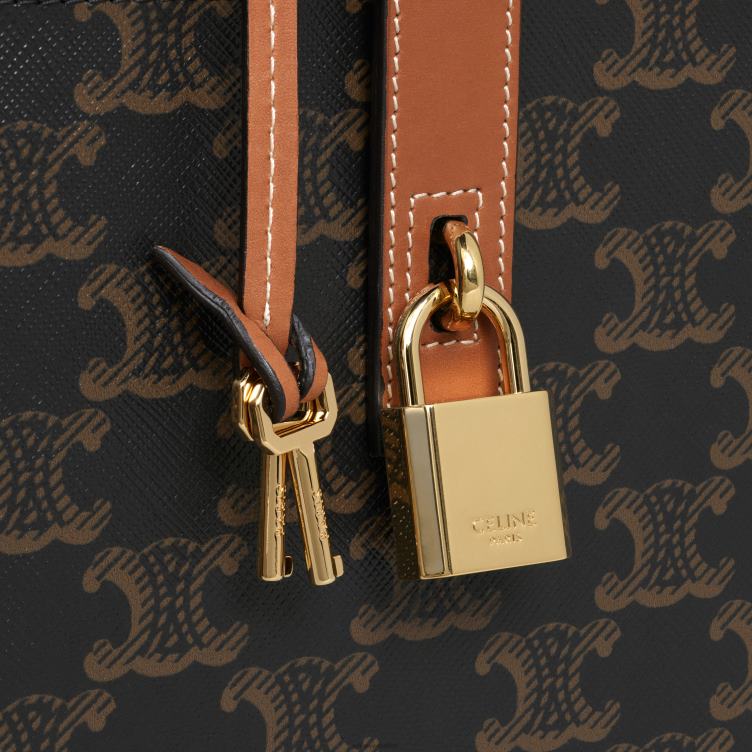 CELINE bruinen koffer 3 parfums 6,8 fl.oz in triomphe canvas en natuurlijk kalfsleer 4TLH81470