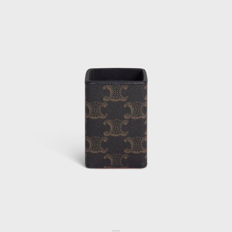 CELINE bruinen parfumhouder 100 ml in triomphe canvas en kalfsleer 4TLH81462