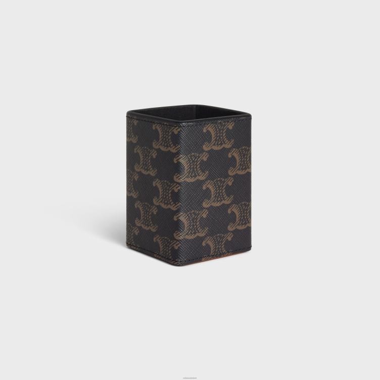 CELINE bruinen parfumhouder 100 ml in triomphe canvas en kalfsleer 4TLH81462