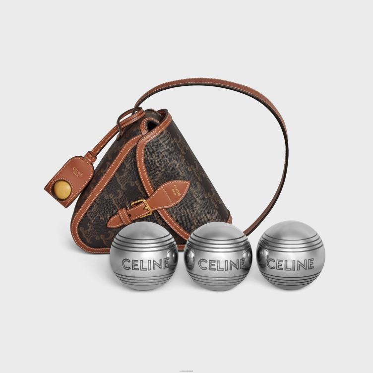 CELINE bruinen petanquespel van triomphe canvas en kalfsleer 4TLH81684