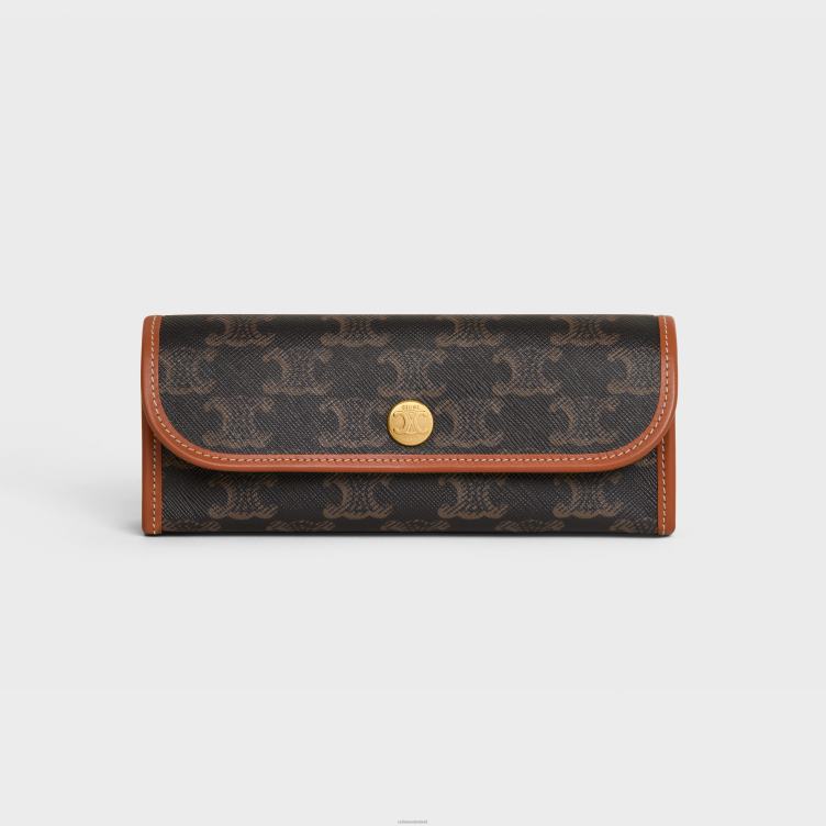 CELINE bruinen pillendoosje in triomphe canvas 4TLH81593