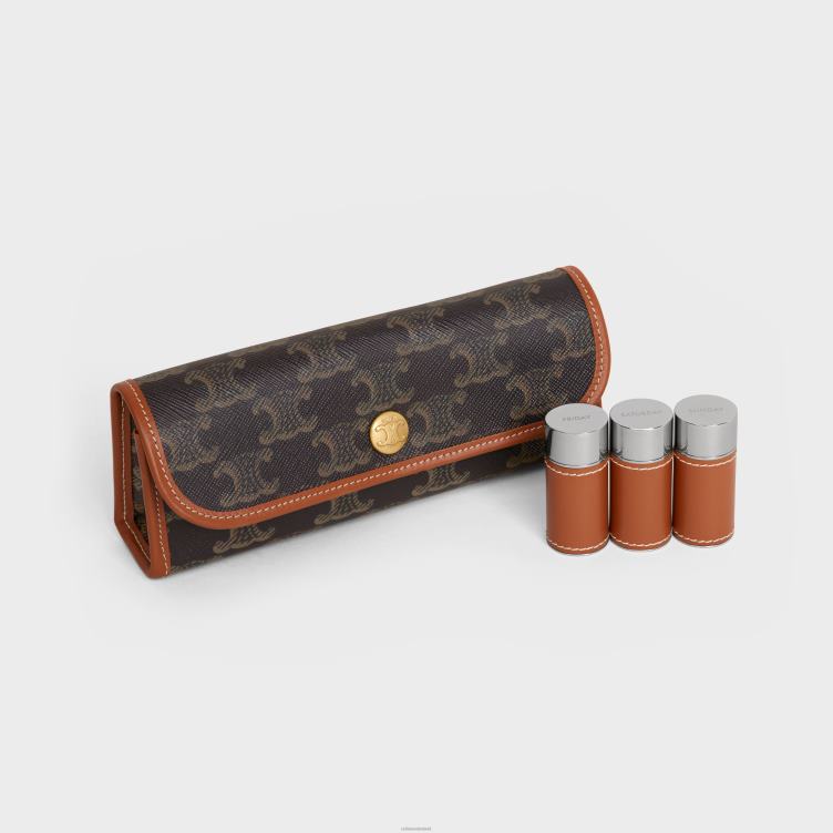 CELINE bruinen pillendoosje in triomphe canvas 4TLH81593