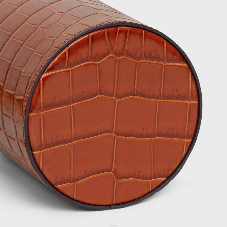 CELINE bruinen potloodhouder in krokodil 4TLH81647