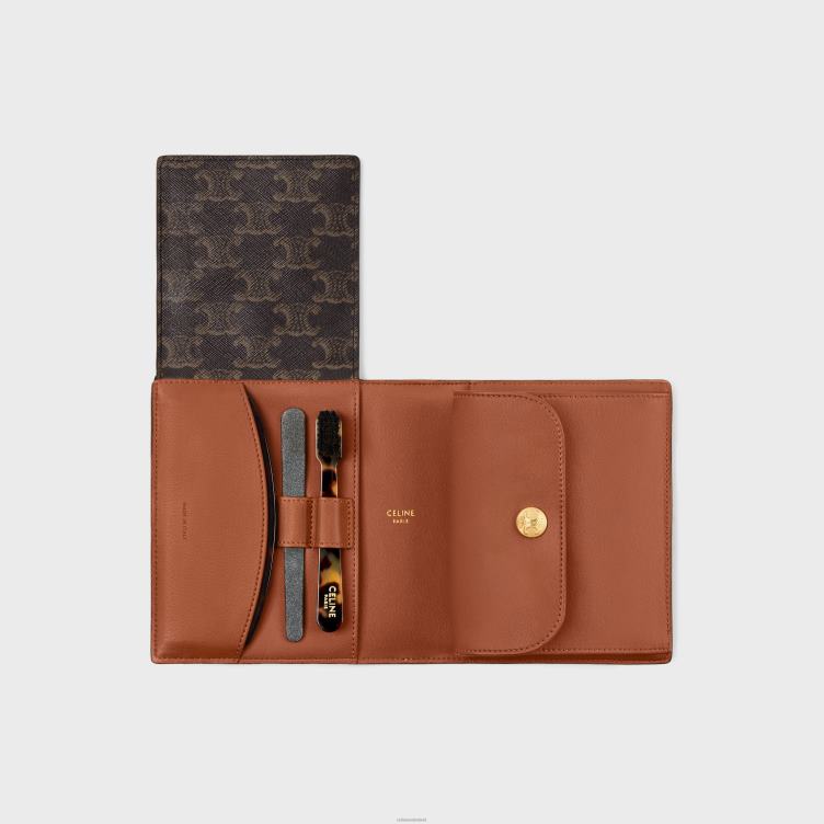 CELINE bruinen reisset van triomphe canvas en kalfsleer 4TLH81626