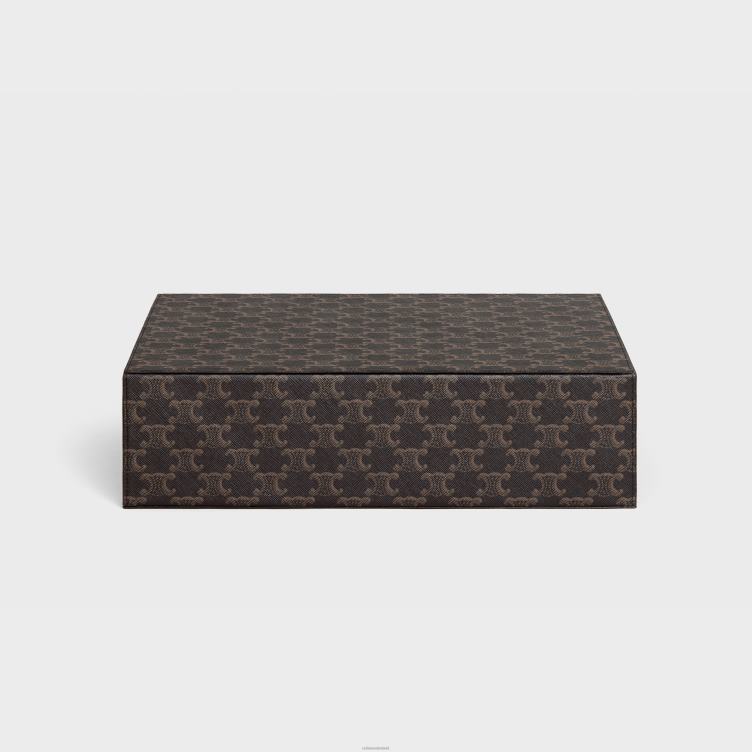 CELINE bruinen schrijfwarenetui van triomphe canvas en kalfsleer 4TLH81653