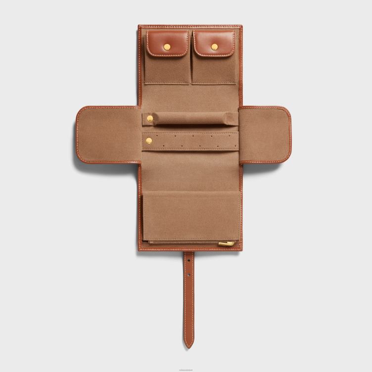 CELINE bruinen sieradenzakje van triomphe canvas en kalfsleer 4TLH81488