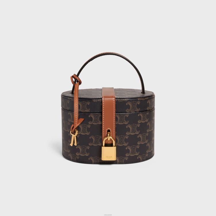CELINE bruinen toilettas van triomphe canvas en kalfsleer 4TLH81583