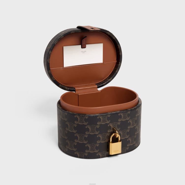 CELINE bruinen toilettas van triomphe canvas en kalfsleer 4TLH81583