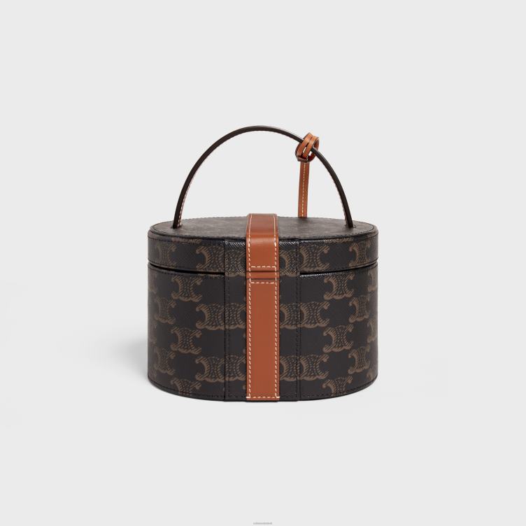 CELINE bruinen toilettas van triomphe canvas en kalfsleer 4TLH81583
