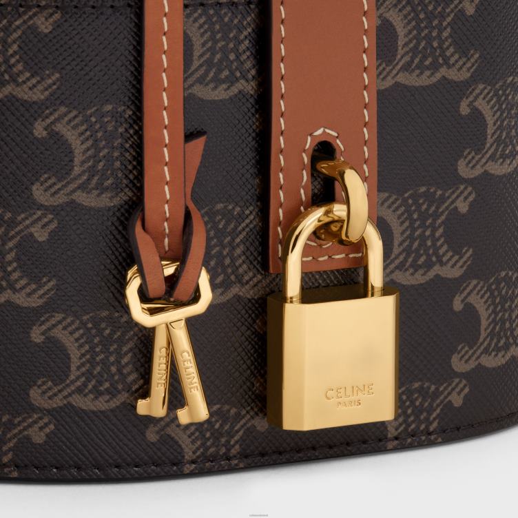 CELINE bruinen toilettas van triomphe canvas en kalfsleer 4TLH81583