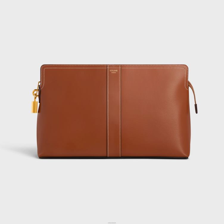 CELINE bruinen toilettasje van glanzend kalfsleer 4TLH81565