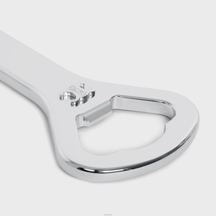 CELINE bruinen triomphe flesopener van staal en kalfsleer 4TLH81662