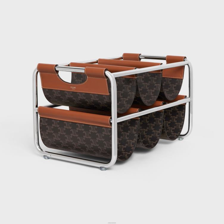 CELINE bruinen wijnrek in triomphe canvas en staal 4TLH81659