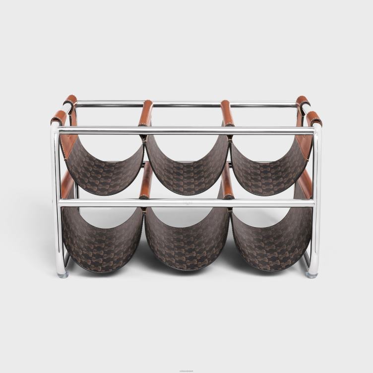 CELINE bruinen wijnrek in triomphe canvas en staal 4TLH81659