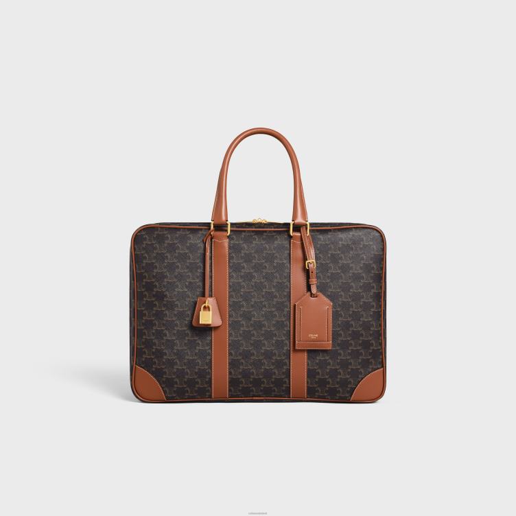 CELINE bruinen zachte bagage 45 in triomphe canvas en kalfsleer 4TLH81629