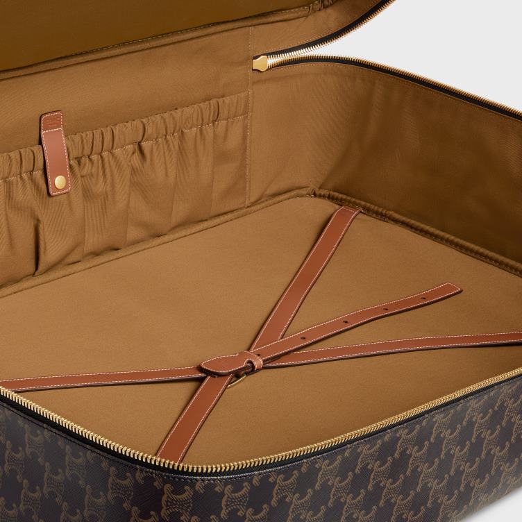 CELINE bruinen zachte bagage 70 in triomphe canvas en kalfsleer 4TLH81628