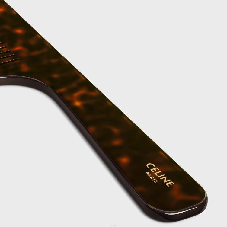 CELINE donker havana haarkam met handvat van acetaat 4TLH81601