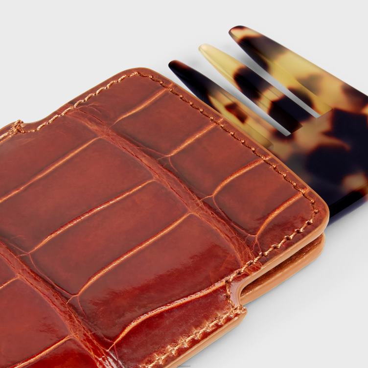 CELINE esdoorn kleine haarkam in krokodil 4TLH81611