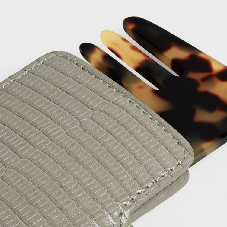 CELINE groene klei kleine haarkam in hagedis 4TLH81612