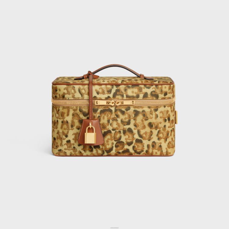CELINE luipaard Reisetui van triomphe canvas met print en kalfsleer 4TLH81567