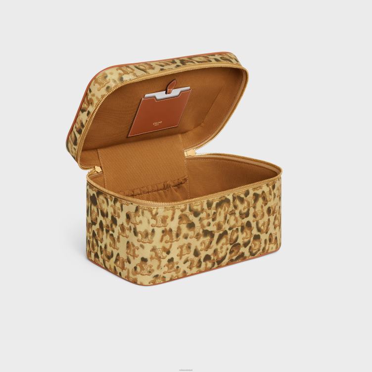 CELINE luipaard Reisetui van triomphe canvas met print en kalfsleer 4TLH81567
