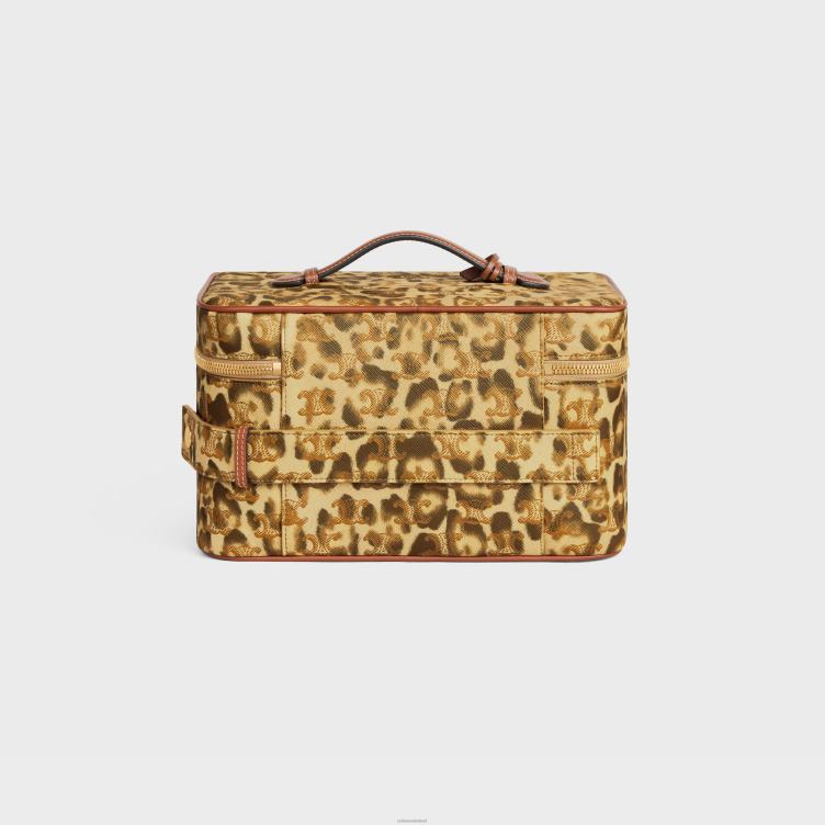 CELINE luipaard Reisetui van triomphe canvas met print en kalfsleer 4TLH81567
