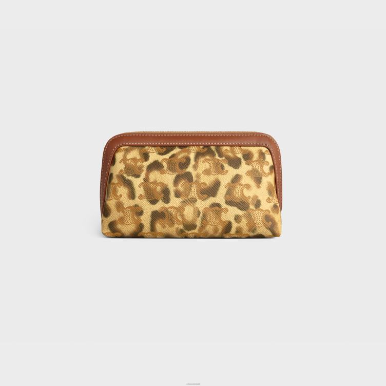 CELINE luipaard klein make-uptasje van triomphe-canvas met print en kalfsleer 4TLH81569