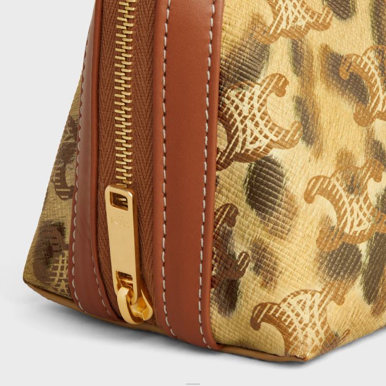 CELINE luipaard klein make-uptasje van triomphe-canvas met print en kalfsleer 4TLH81569