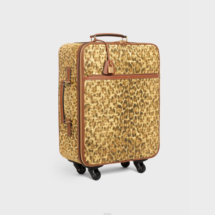 CELINE luipaard kleine trolley van triomphe canvas met print en kalfsleer 4TLH81625