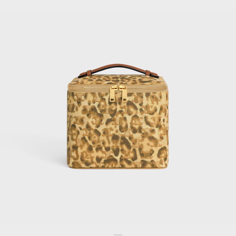 CELINE luipaard vierkante toilettas van triomphe canvas met print en kalfsleer 4TLH81566