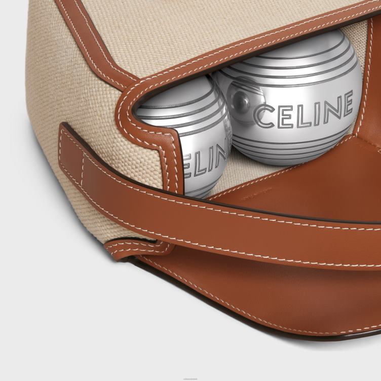 CELINE natuurlijk/bruin petanquespel van textiel en kalfsleer 4TLH81685