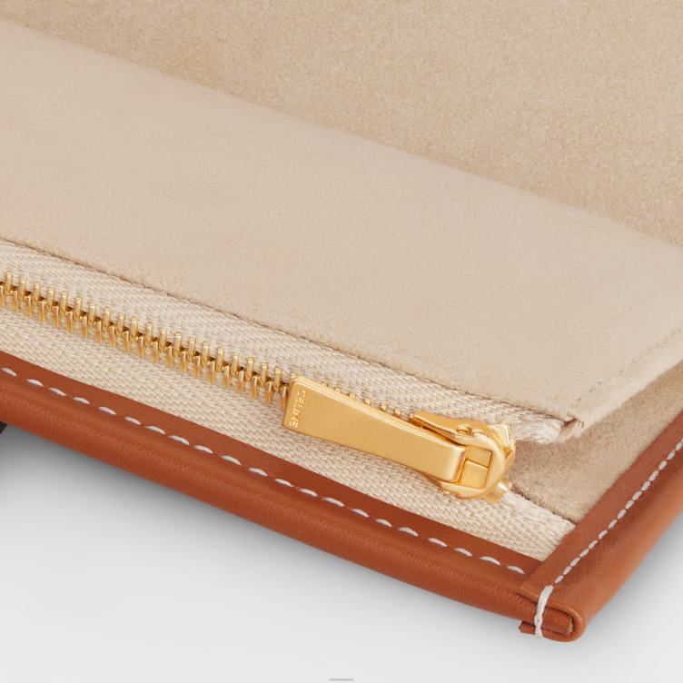 CELINE natuurlijk/bruin sieradenzakje van textiel en kalfsleer 4TLH81595