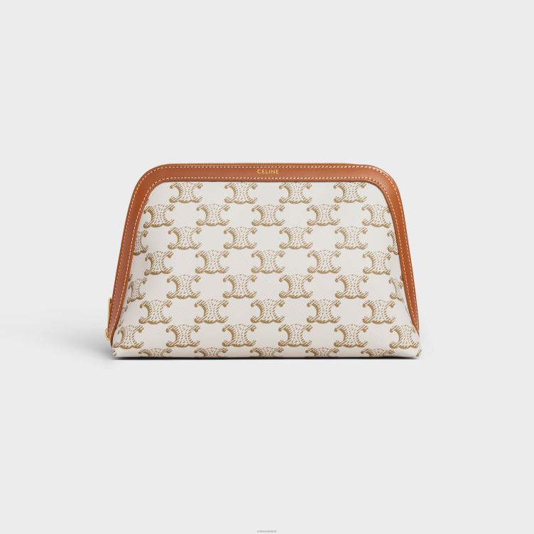 CELINE wit Middelgroot make-uptasje van triomphe-canvas en kalfsleer 4TLH81575