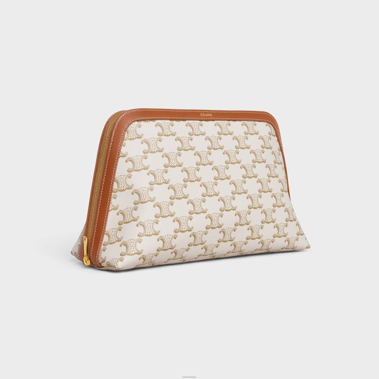 CELINE wit groot make-uptasje van triomphe-canvas en kalfsleer 4TLH81574