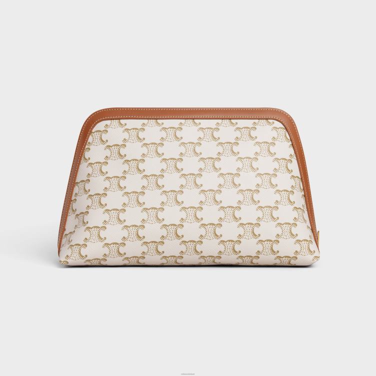 CELINE wit groot make-uptasje van triomphe-canvas en kalfsleer 4TLH81574