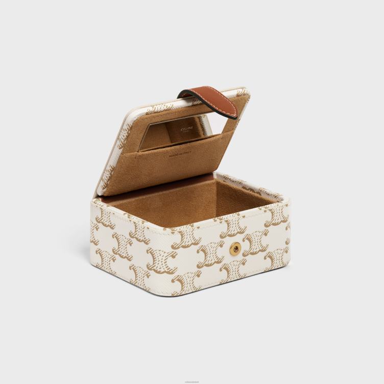 CELINE wit juwelendoosje van triomphe canvas en kalfsleer 4TLH81564