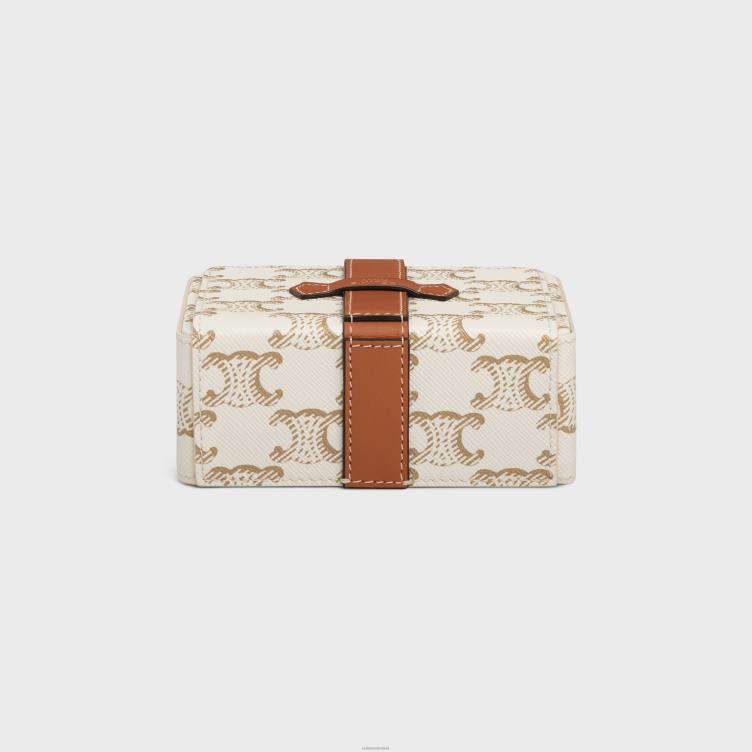 CELINE wit juwelendoosje van triomphe canvas en kalfsleer 4TLH81564