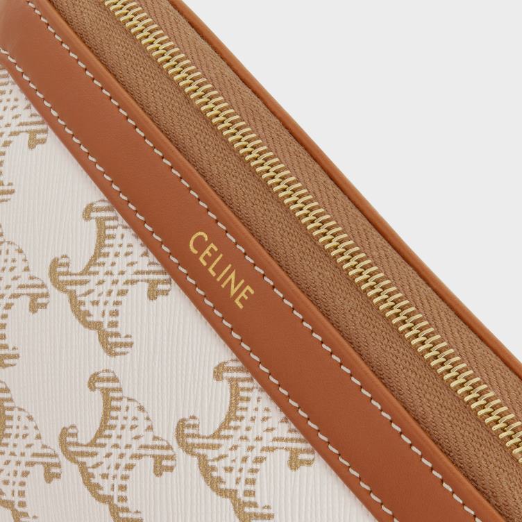 CELINE wit klein make-upzakje van triomphe-canvas en kalfsleer 4TLH81576