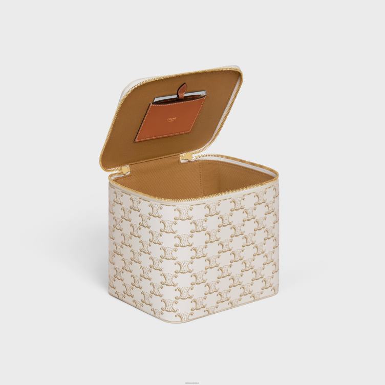 CELINE wit toilettas van triomphe canvas en kalfsleer 4TLH81581