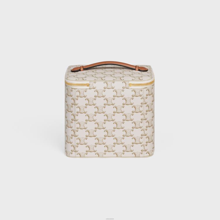 CELINE wit toilettas van triomphe canvas en kalfsleer 4TLH81581