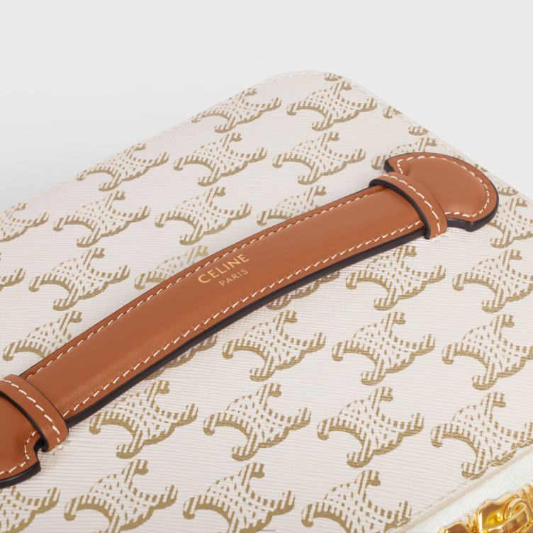 CELINE wit toilettas van triomphe canvas en kalfsleer 4TLH81581