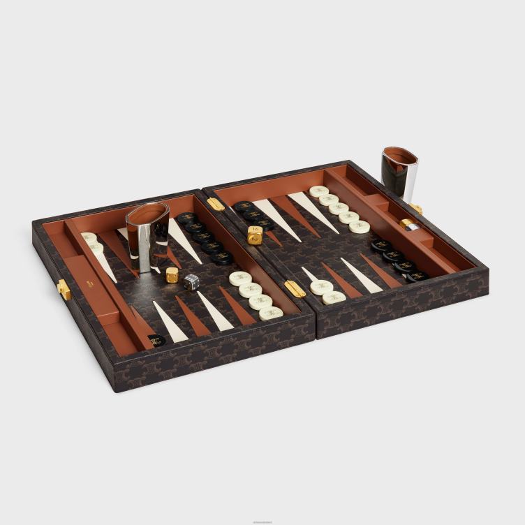 CELINE zwart/bruin backgammon op triomphe-canvas 4TLH81663
