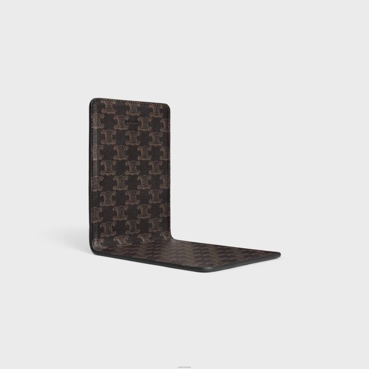 CELINE zwart/bruin boekensteun van lamsleer met triomphe canvasprint 4TLH81656