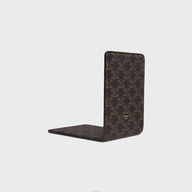 CELINE zwart/bruin boekensteun van lamsleer met triomphe canvasprint 4TLH81656