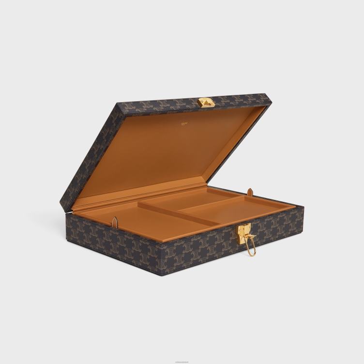 CELINE zwart/bruin briefpapierdoosje van triomphe-canvas 4TLH81636