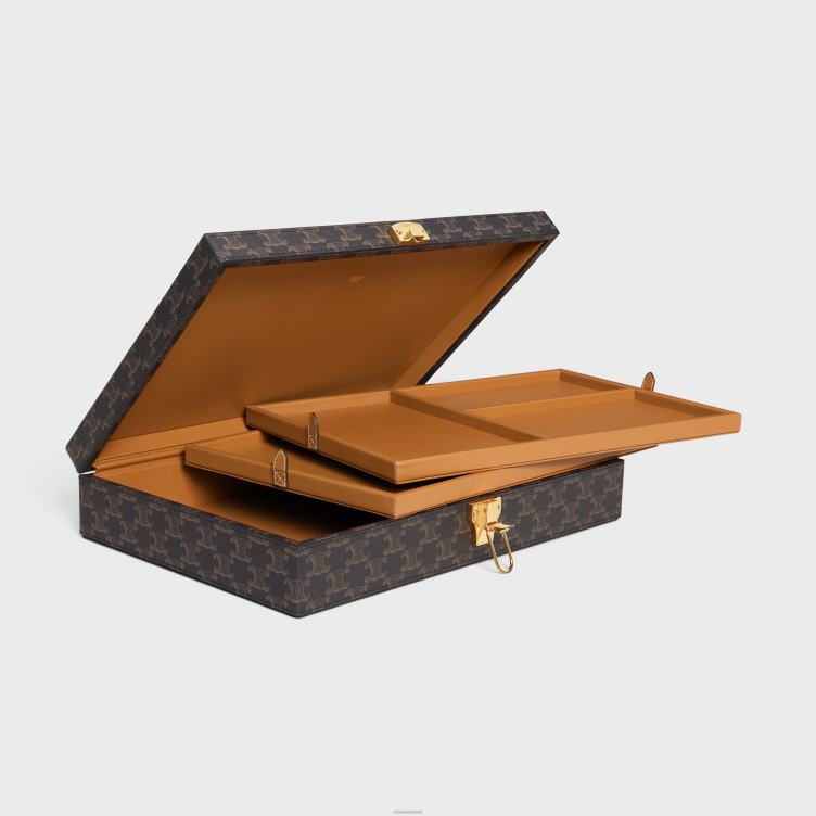 CELINE zwart/bruin briefpapierdoosje van triomphe-canvas 4TLH81636