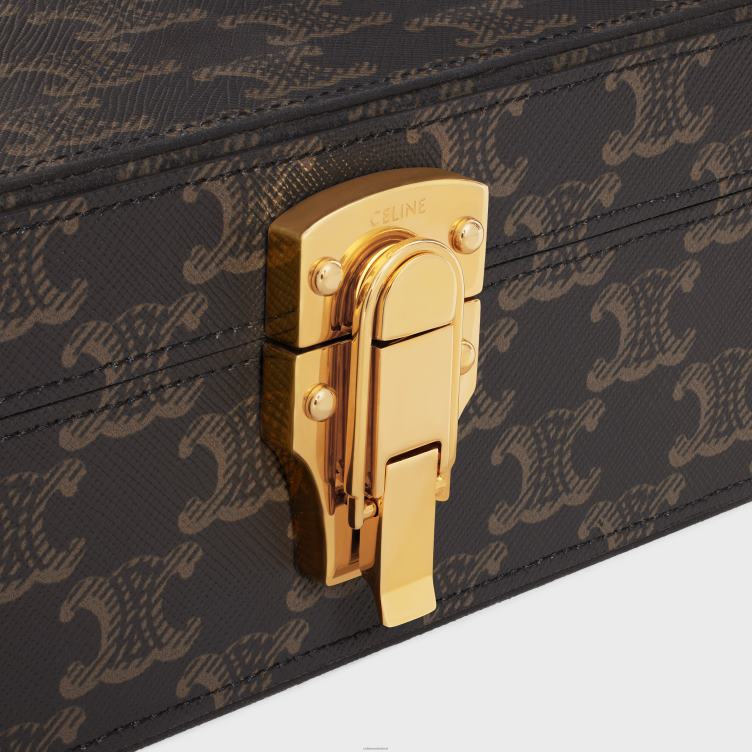 CELINE zwart/bruin briefpapierdoosje van triomphe-canvas 4TLH81636