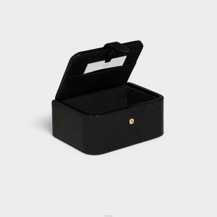 CELINE zwart grote juwelendoos in krokodil 4TLH81560