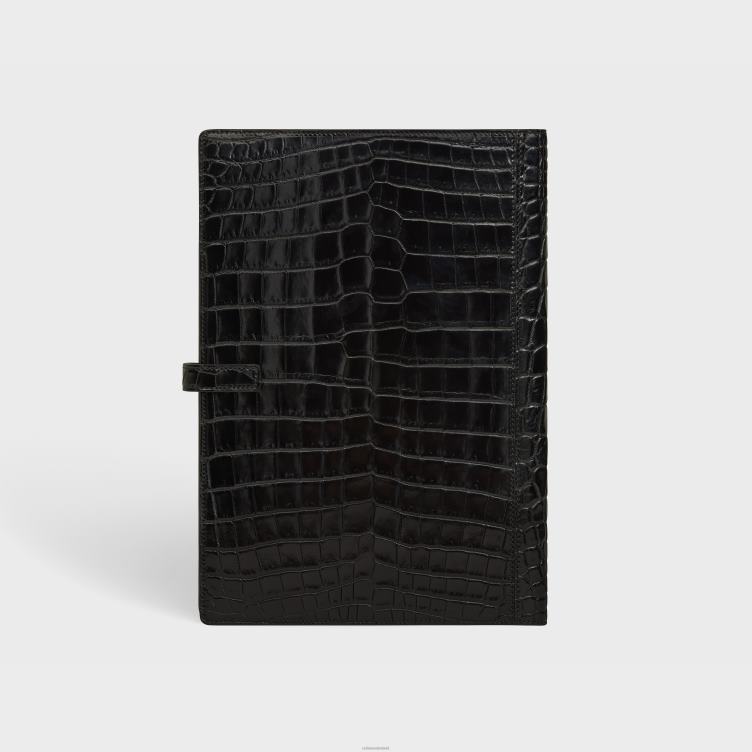 CELINE zwart grote notitieboekomslag in krokodil 4TLH81638